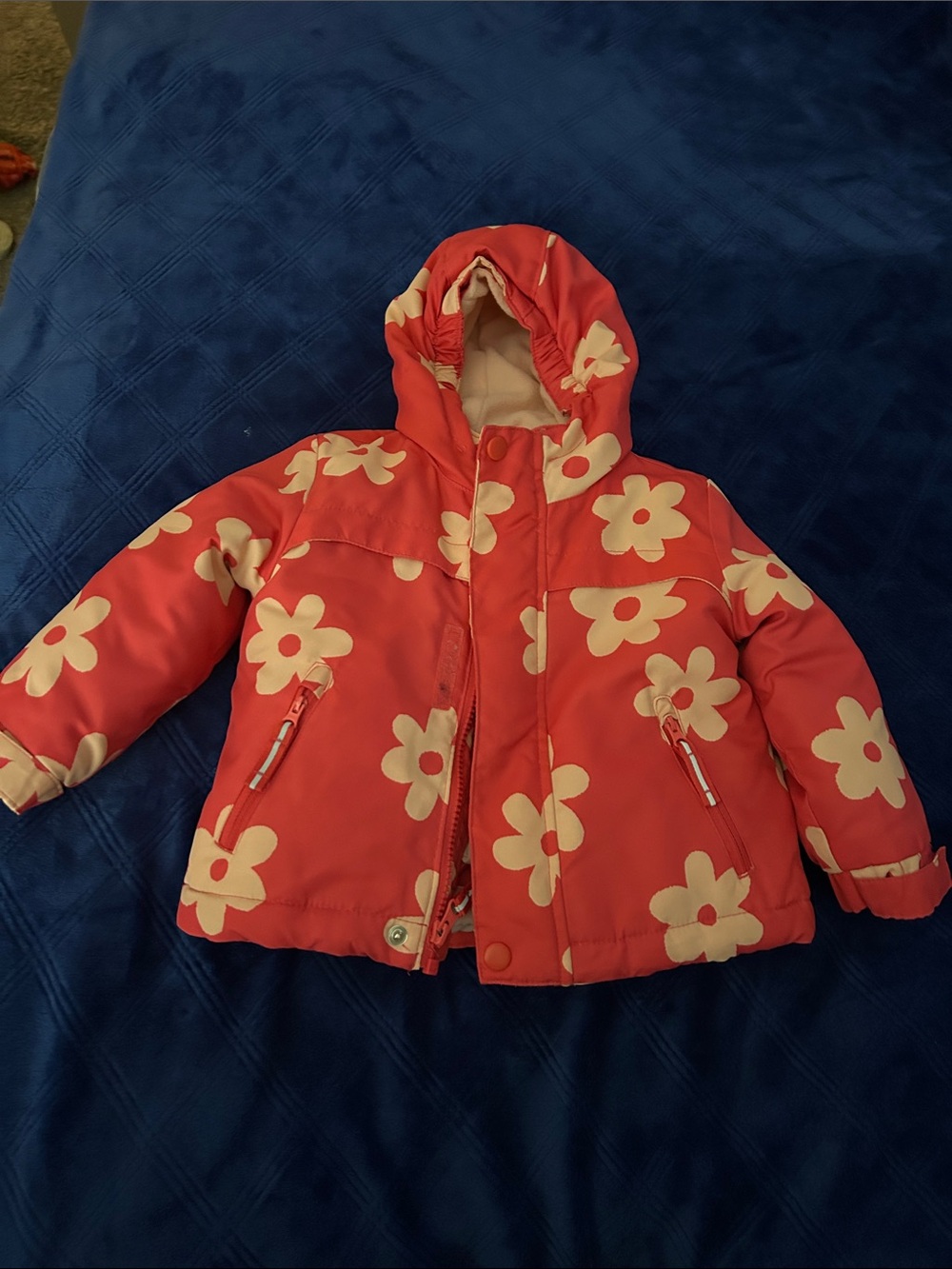 Cat & Jack Pink Floral Hooded Puffer Coat